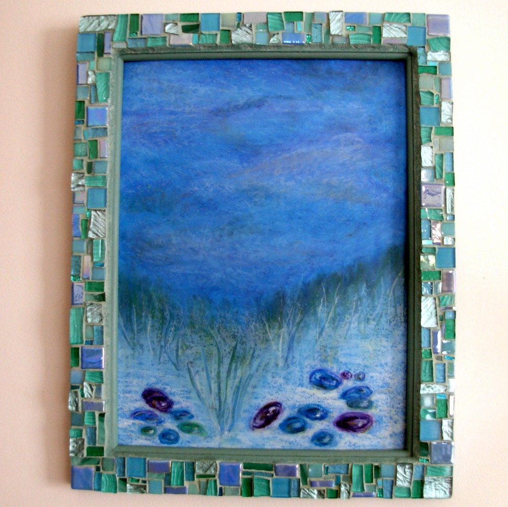 Going Deeper Oil Pastel and Blue Green Mosaic Frame from Marzanne Collaboration