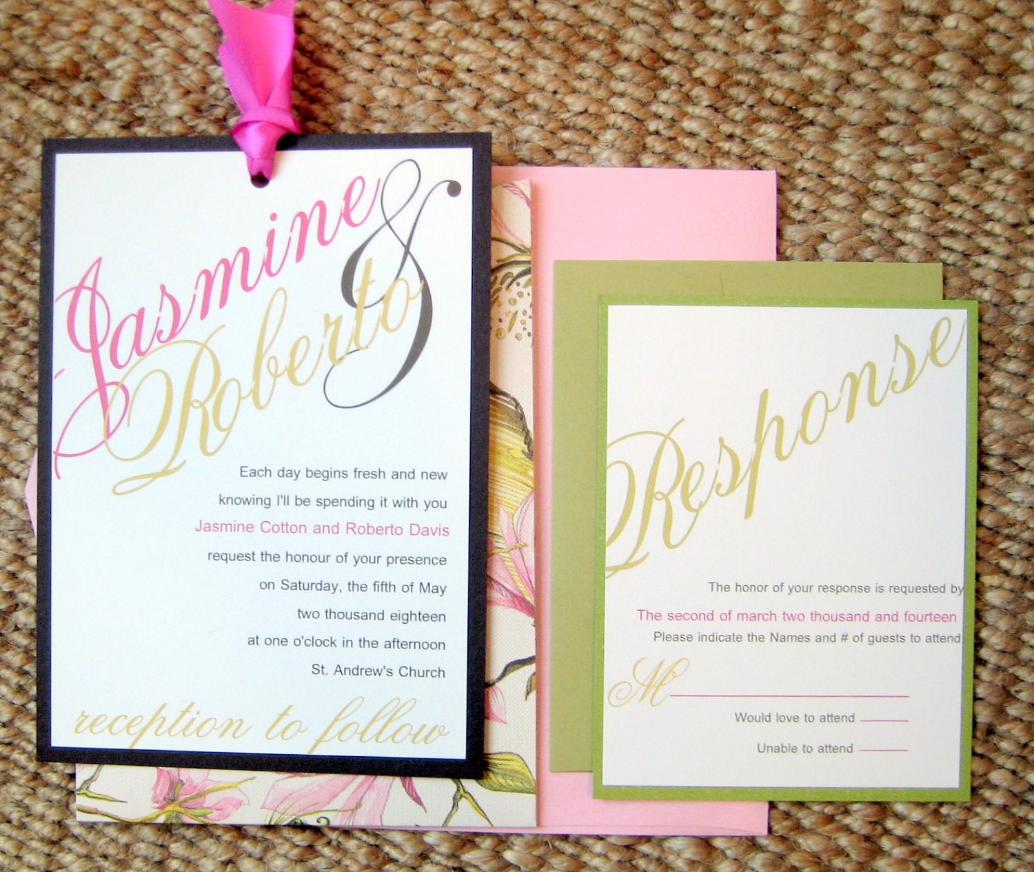 Floral Arrangements Pocket Invitation Set Modern Magnolia Florals