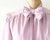 vintage secretary blouse - lavender mauve bow tie top