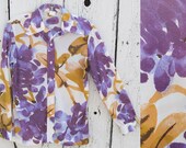 70s Vera Neumann Abstract Floral Print Blouse - MEDIUM