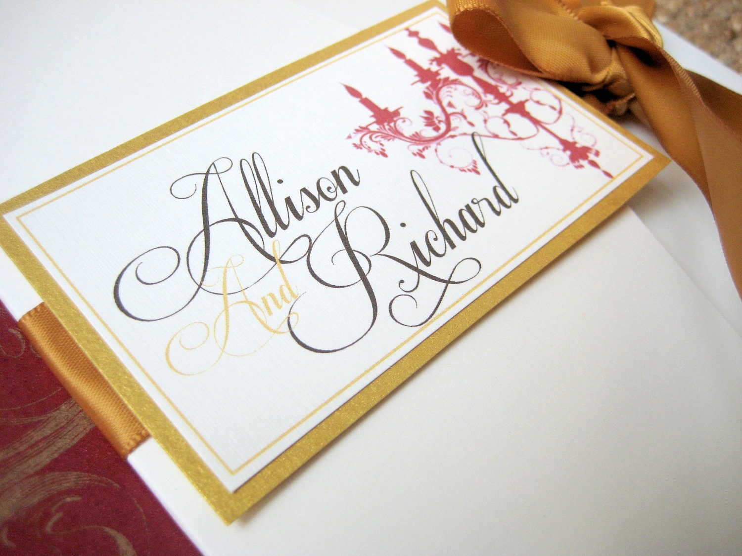 Elegant Chandelier Pocket Wedding Invitation Set