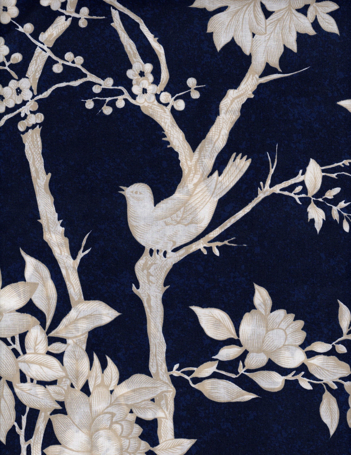 108" Quiltbacking, Navy Blue Fabric, Bird Fabric, Navy Blue and White Fabric, Floral Fabric, 1 yard fabric - thebusybeequilting