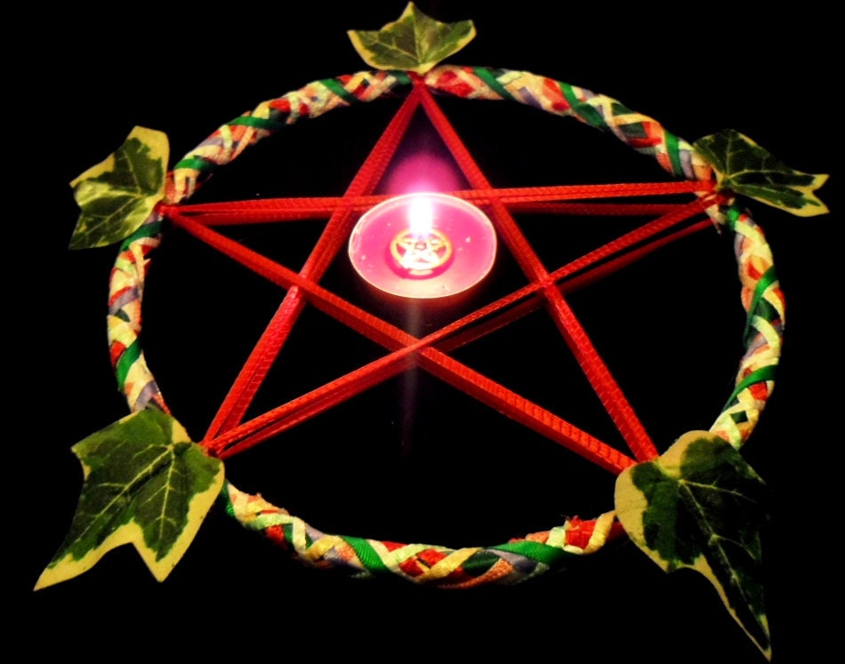 Beltane Celebration Pentagram Wreath Pagan Wiccan Alter Decoration.