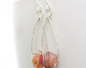 Handforged long dangle artisan lampwork earrings