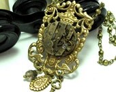 Steampunk Crown Cherub OOAK Necklace Gorgeous Detail Vintage Watch Movement Exclusive Design by Mystic Pieces