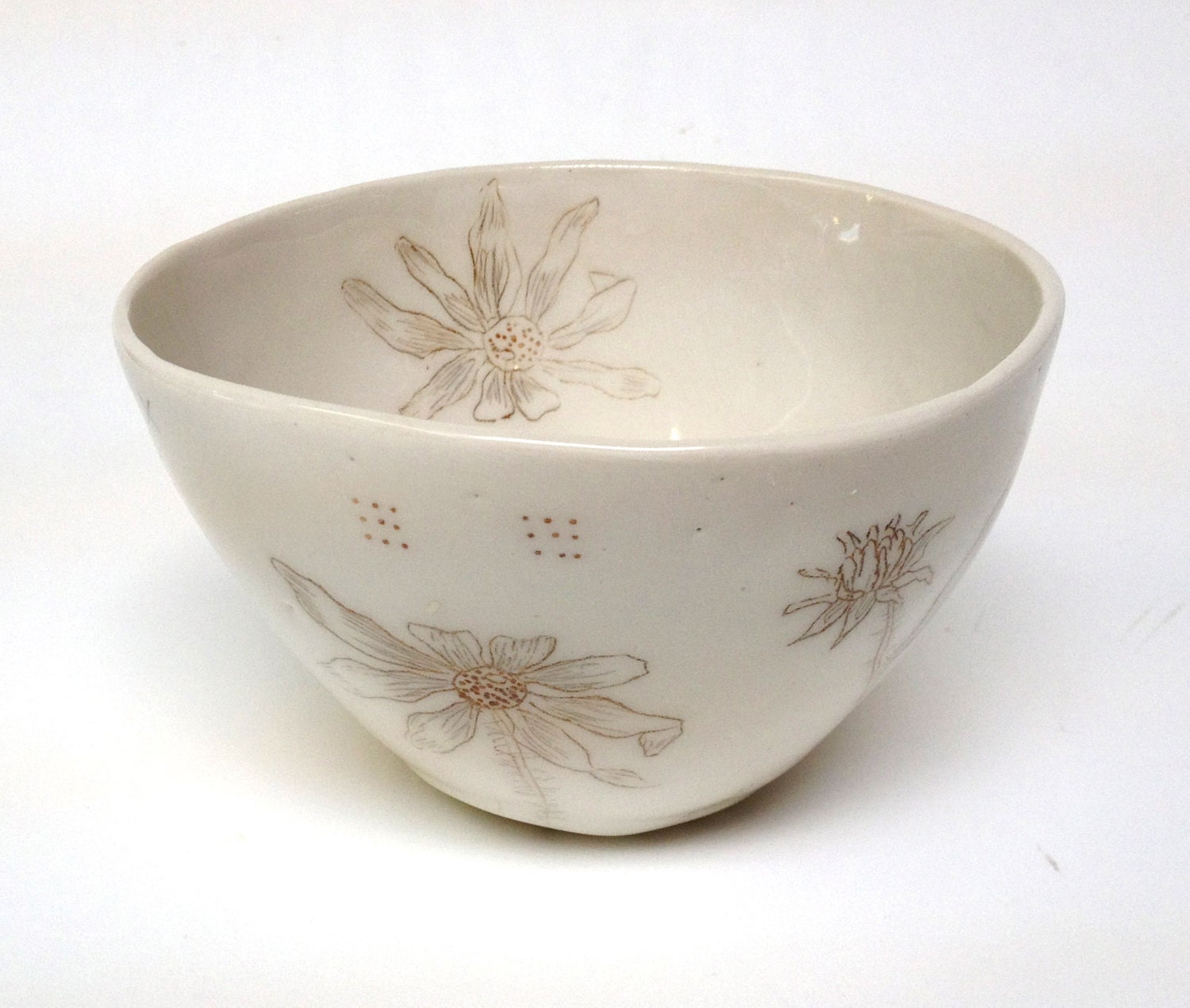 Sepia Flower Porcelain Bowl With Black Eyed Susan