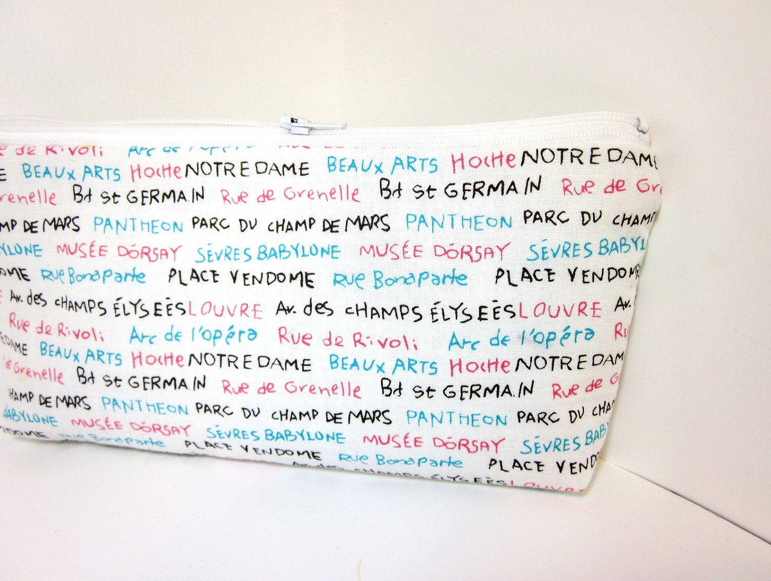 Cotton Cosmetic Zipper Pouch - Paris Street Names