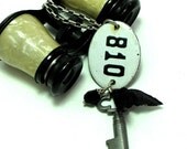 Room 810 Please Vintage OOAK Necklace Skeleton Key Noir Black Long Exclusive Design By Mystic Pieces