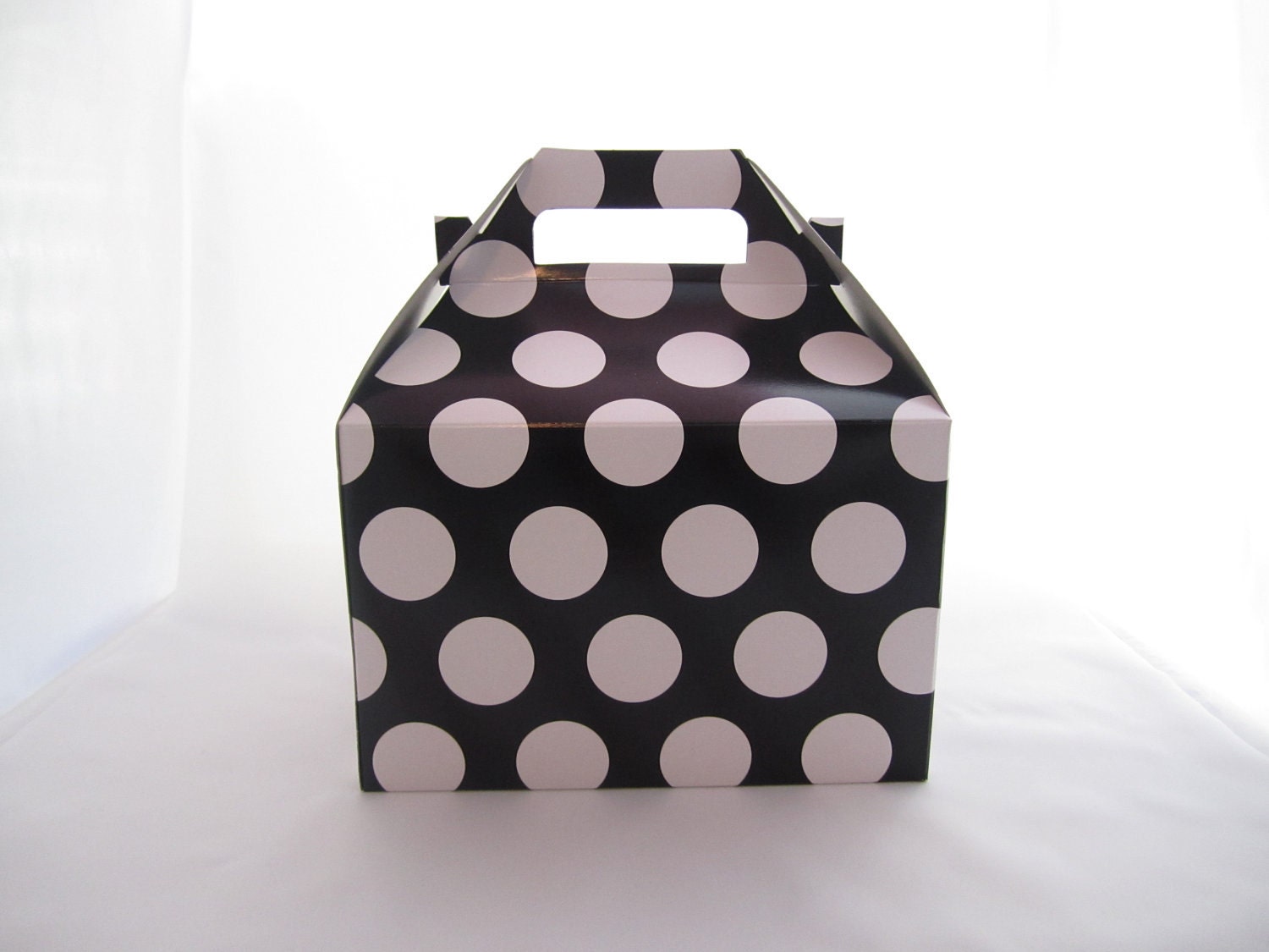 Set of 25 Large Black Polka Dot- Pink Polka Dot - or Zebra Print  Gable Top Boxes - justalittlefavor