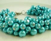 Vintage Turquoise Pearl Shaker Bracelet, Cha-Cha Bracelet, Mother's Day Gifts - myshininglights