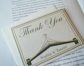 Brooklyn Bridge Inspired Wedding Thank You Cards.  Personalized Set of 25 cards w/ 25 Coordinating colored Envelopes.