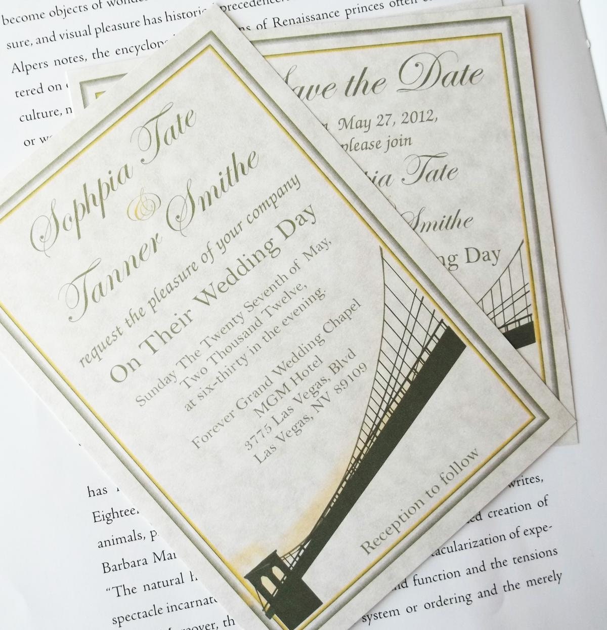 Brooklyn Bridge Inspired Wedding Invitations- Wedding Invitation Sample Set