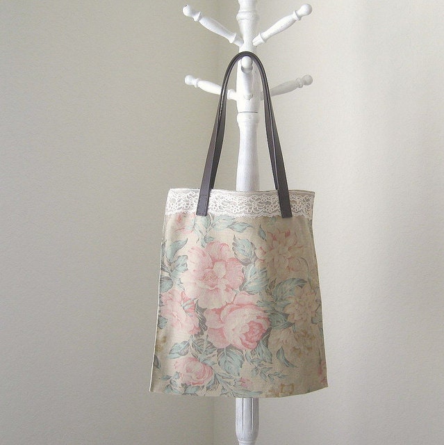 romantic shabby chic tote - SALE