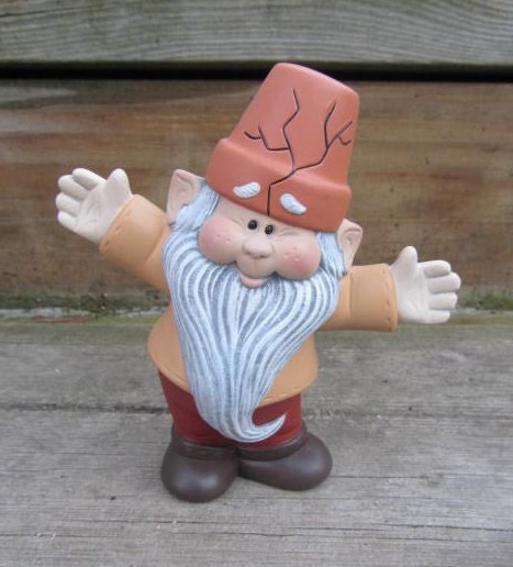 Ceramic Garden Gnome hands out