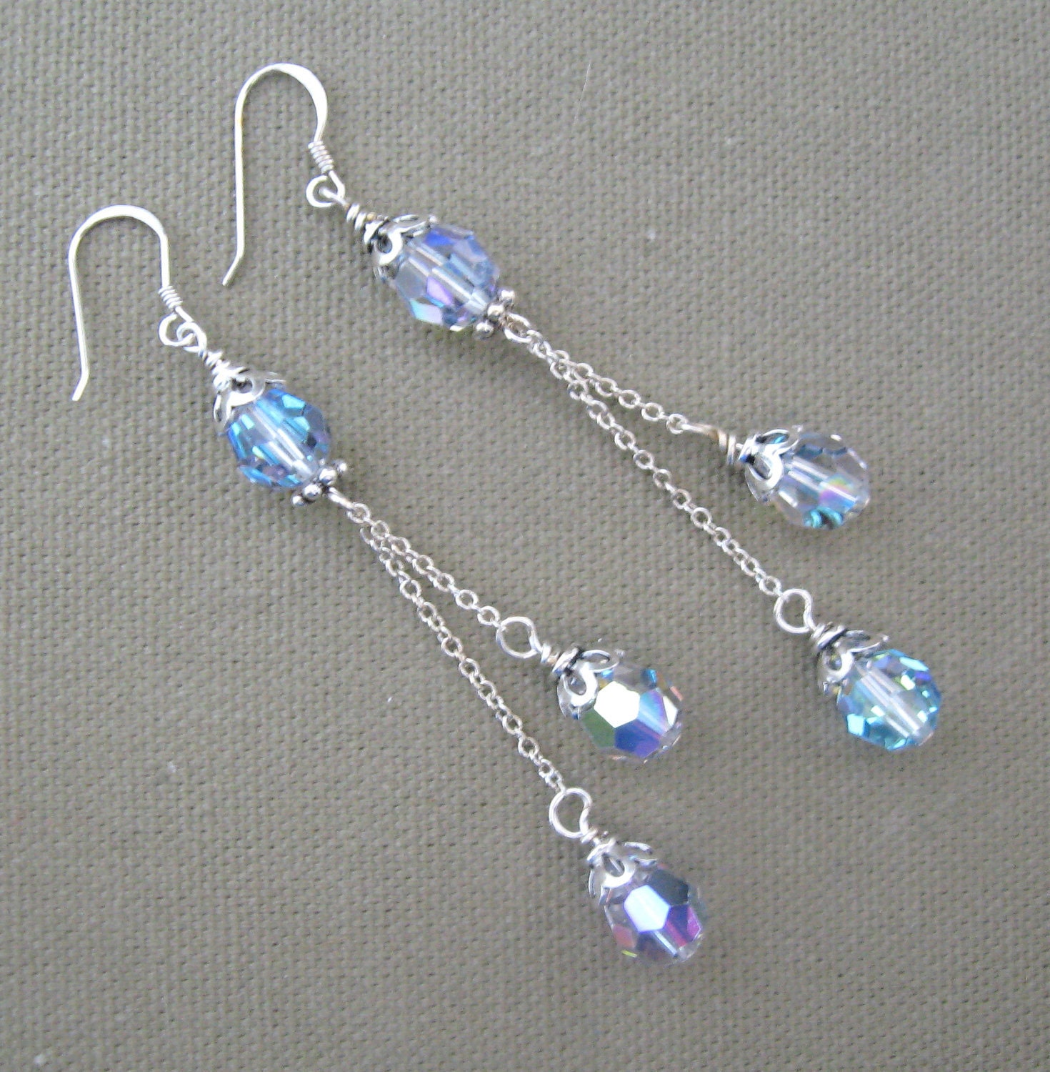 Aurora Borealis Crystal Dangle Earrings