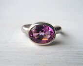 Hot Pink Topaz and Sterling Silver Ring Size 6 1/2 Mother's Day