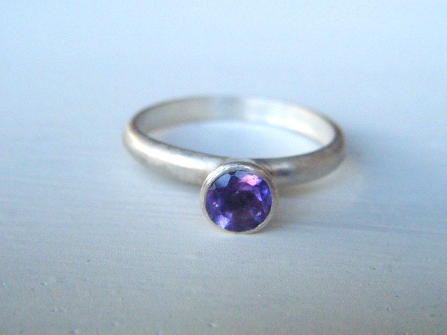 Solitaire Amethyst Stackable Gemstone Ring Size 7