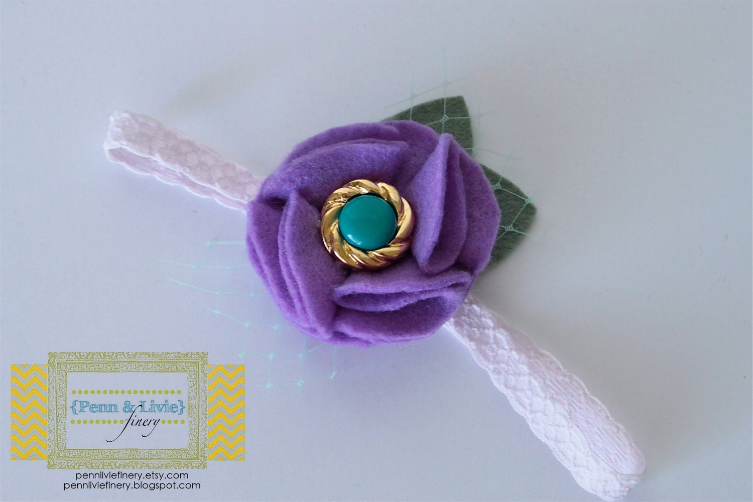The Pearl . Purple . Girls Headband . Felt Flower . Vintage Inspired