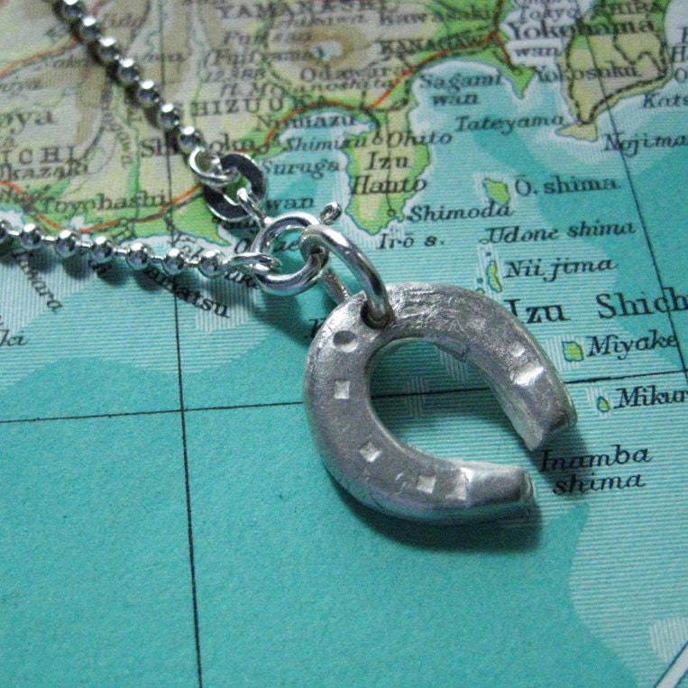 Sterling Silver Lucky Victorian Horse Shoe Charm Necklace from Hoolala