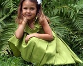 RESERVED for KELLY'S wedding custom apple green, ruffle collar dress, 5 bridesmaids, 1 flower girl dress DEPOSIT 10/5