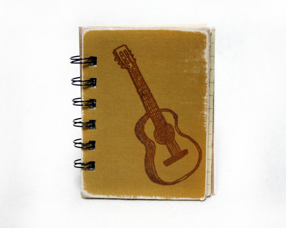 Yellow Ochre Acoustic Guitar - Screen-Printed Mini Journal