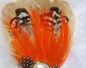 Vintage feathered hairclip with recycled conversation piece