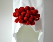4 Handmade Felt Flower Adornments Red