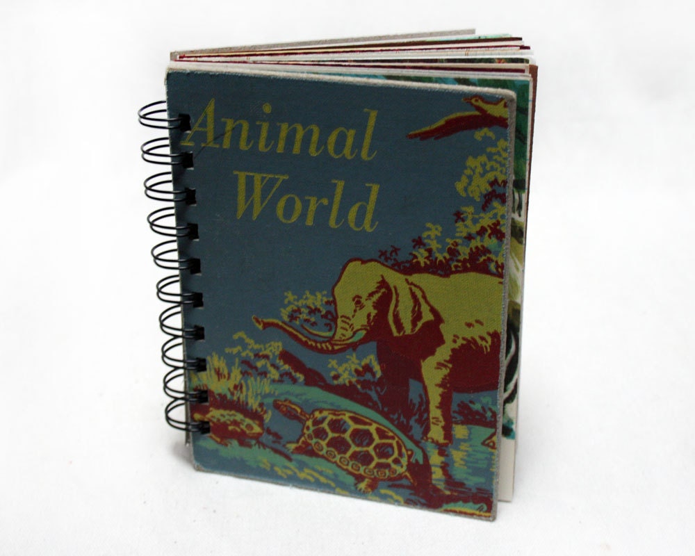 Animal World - Wire-Bound Recycled Art Journal