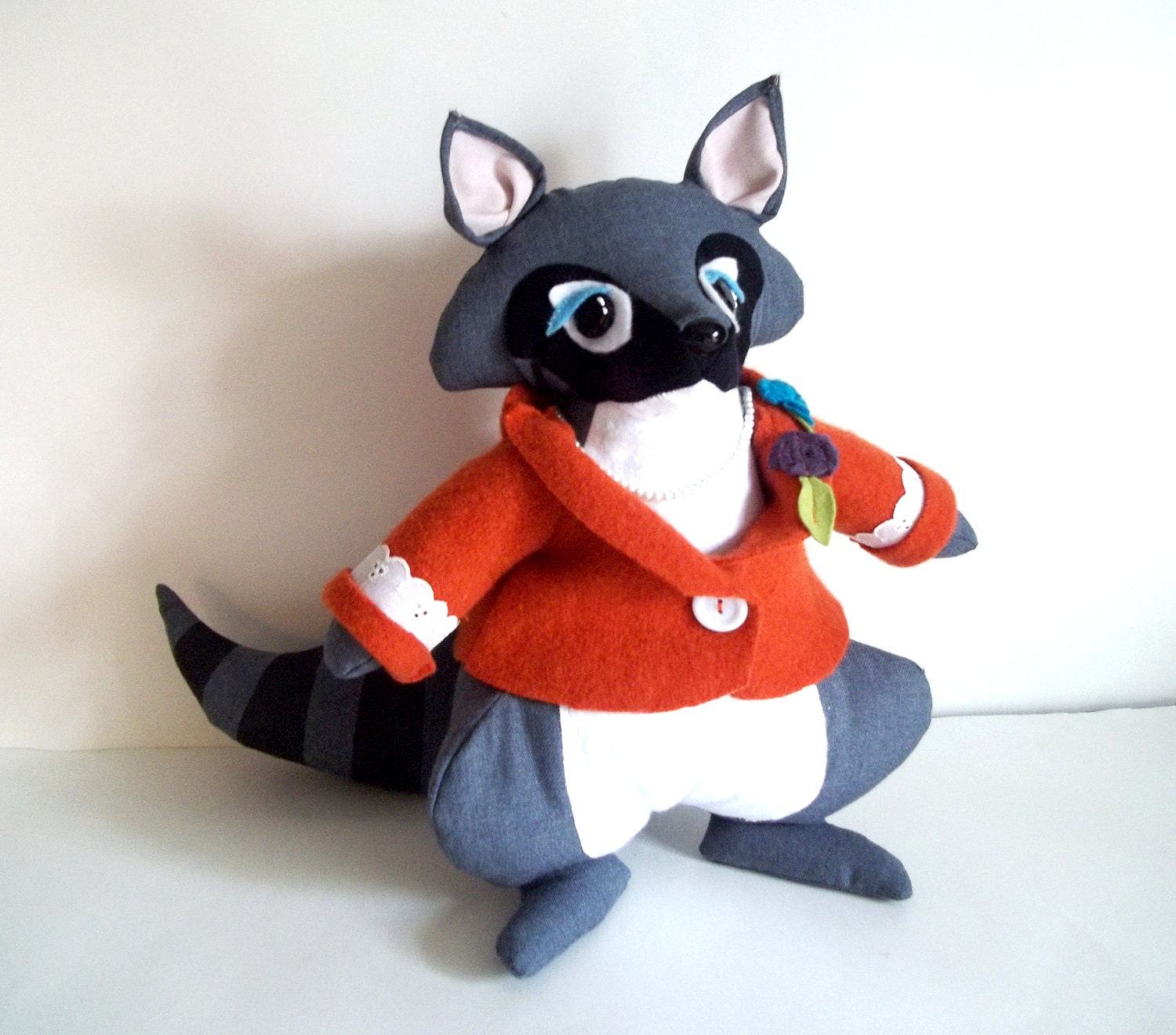 Raccoon Lady Soft Sculpture