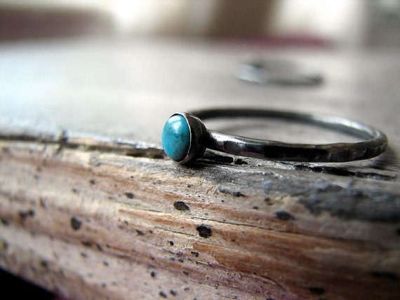 Sterling Silver & Arizona Turquoise Cabochon Stacking Tiny Ring-Custom Order