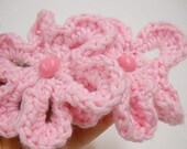 Flower Hair Clips Crocheted in Pale Pink