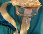 ON SALE Crystal cuff Bridal, Bride Cuff bracelet sash on Ivory Satin Ribbon