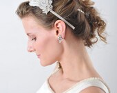 hair bridal accessories,Bridal Headpiece with Crystal rhinestone brooch, headpiece,headband, bridal headband, fascinator Ivory, taupe