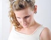hair bridal accessories, small applique with Crystal headpiece,headband, bridal headband, fascinator Ivory
