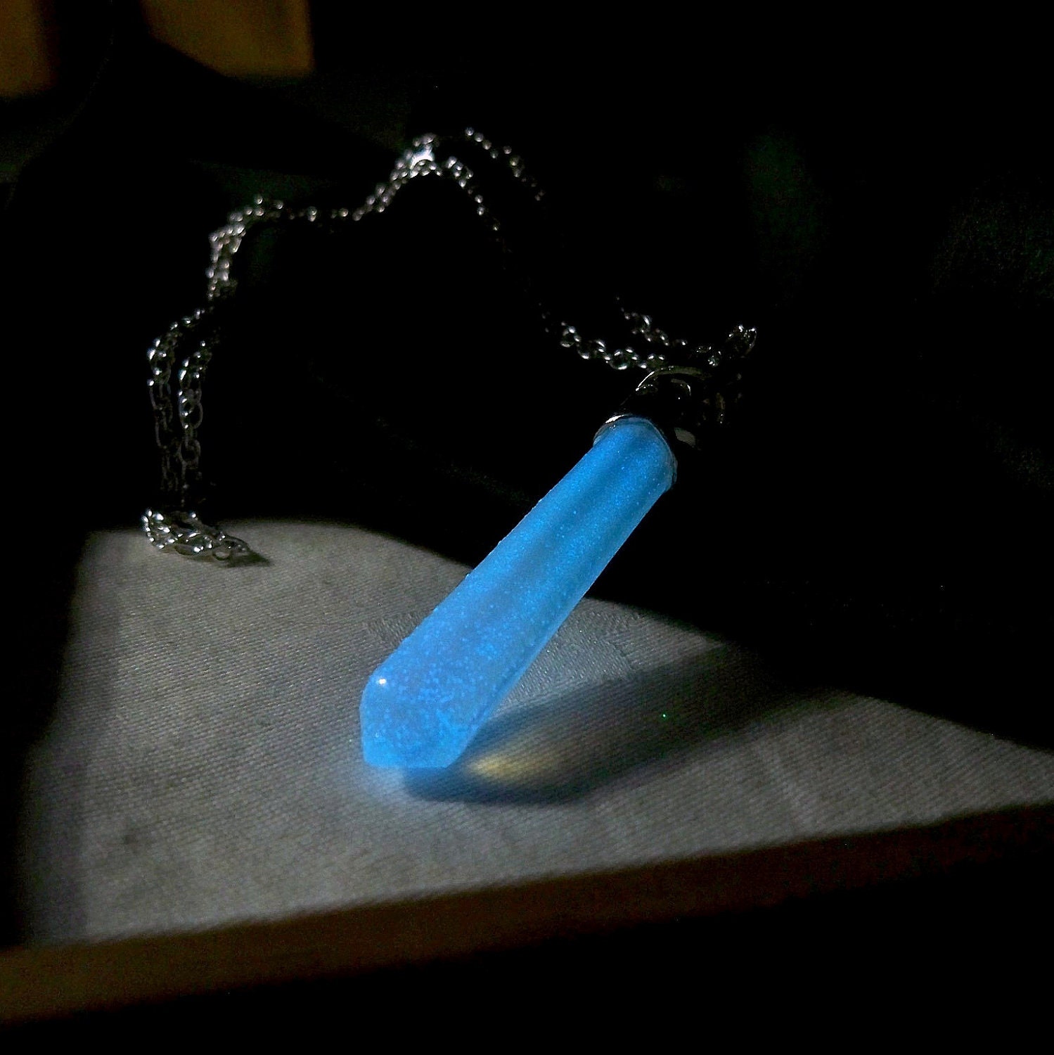 Magical Glowing Crystal Necklace - From Disney's Atlantis: The Lost Empire - Glow in the Dark Opal on Silver Chain