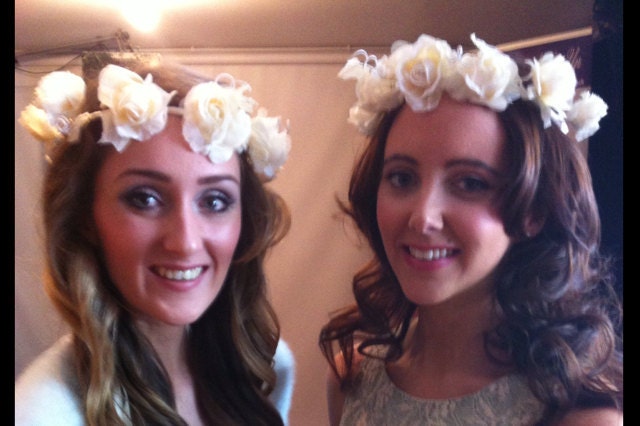 Ivory flower headpiece, bridesmaid hair garland,bridal hair garland, flower hair garland, wedding hair garland