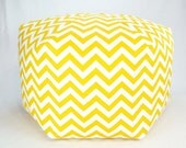 Jumbo 30 Inch Chevron Modern Contemporary Floor Ottoman Pouf Pillow Yellow White Zig Zag