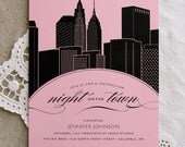 New York City Skyline Night on the Town Bachelorette Party Invitation