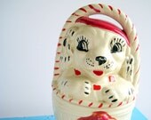 SALE Vintage Dog in a Basket Cookie Jar 1930s