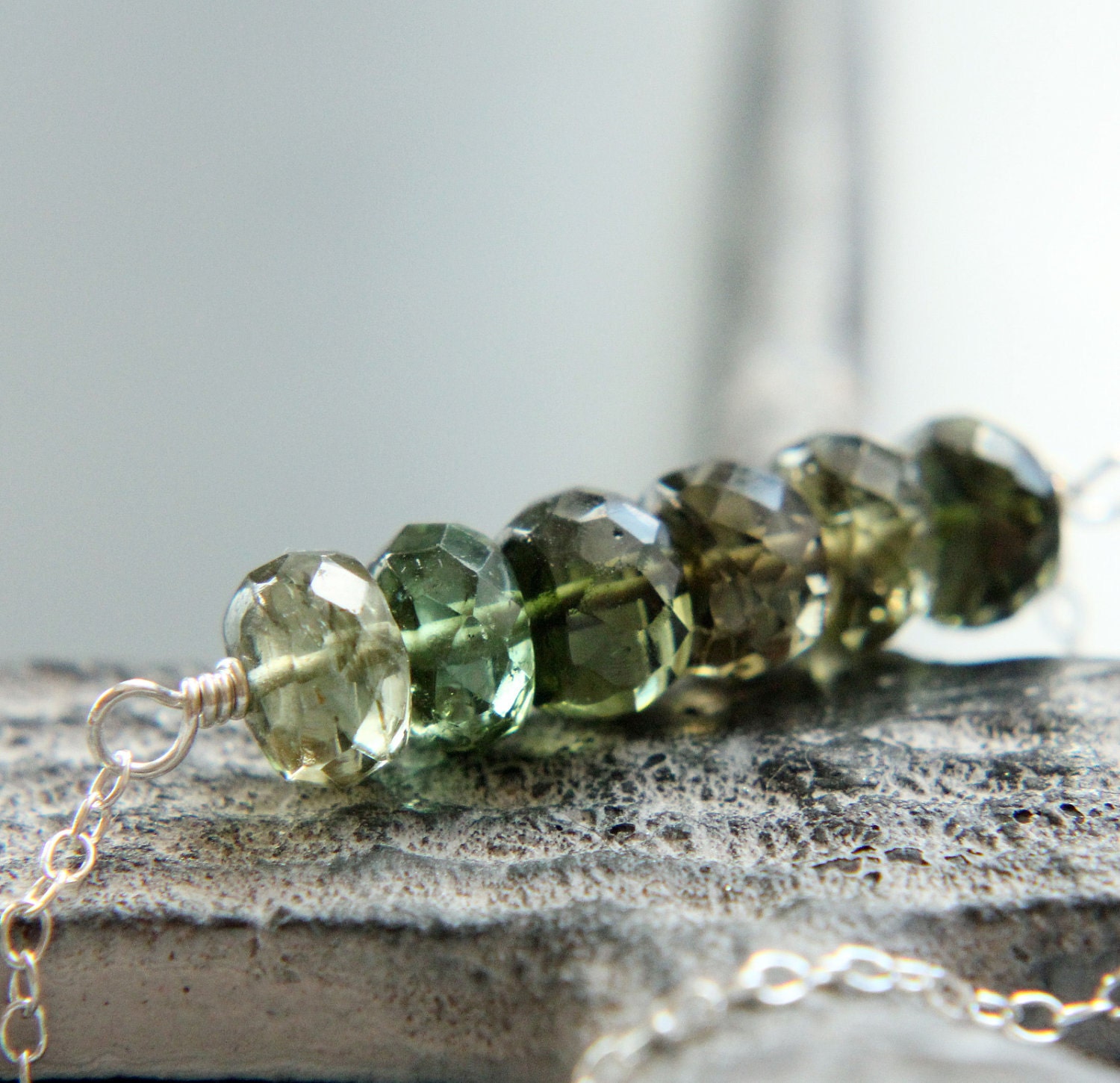 Tourmaline Neckace -  Sterling Silver, Green, Handmade Necklace, Gemstone Jewelry, Birthstone, Tourmaline Jewelry