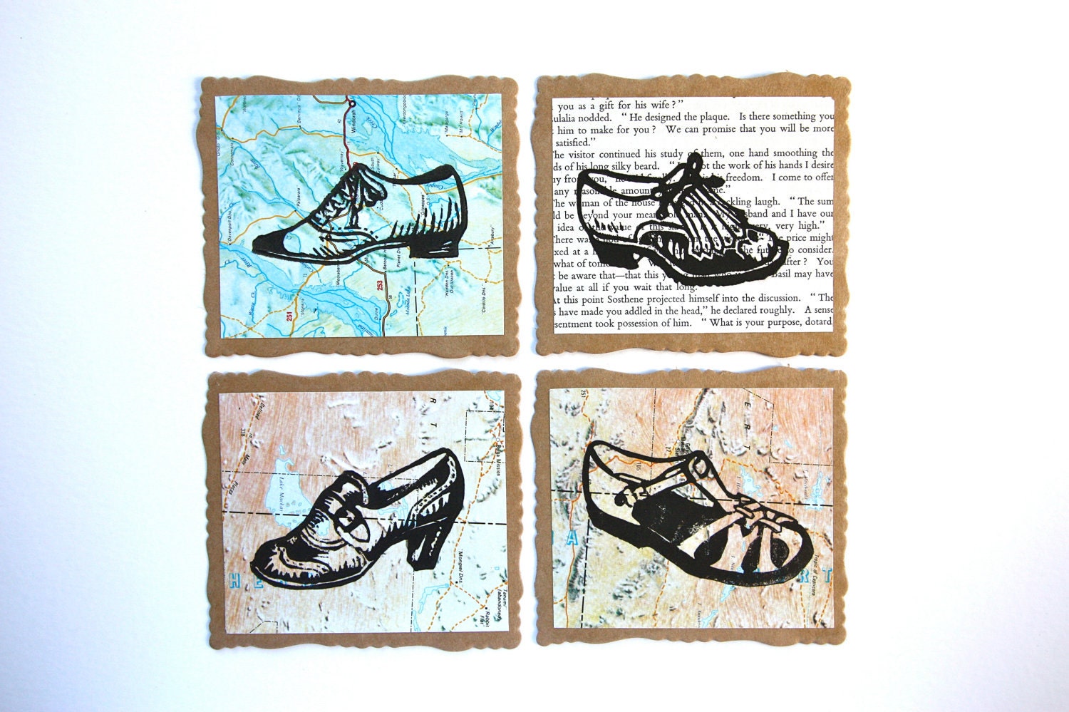 1950s Shoe Collection Fancy Edged Note Cards - Pack of 4 - trees4thewood