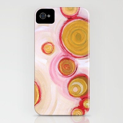 HEAVENLY BODiES iPhone 4/4S case - geometric red orange circles - contemporary fine art - abstract painting - phone case