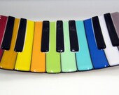 Rainbow Piano Keys Fused Glass Plate