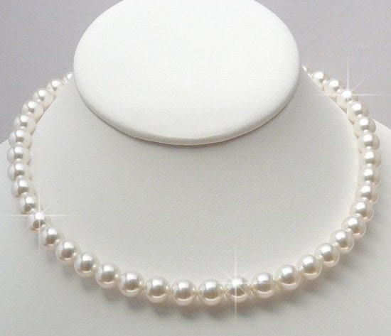 Pearl Necklace, Wedding Necklace, Single Strand Pearl Necklace, Strand of Pearls