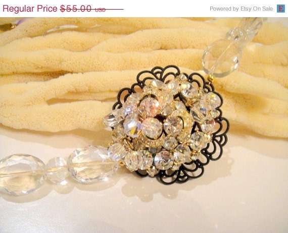 MothersDaySale For the Love of Sex   (Vintage Crystal Brooch Necklace)