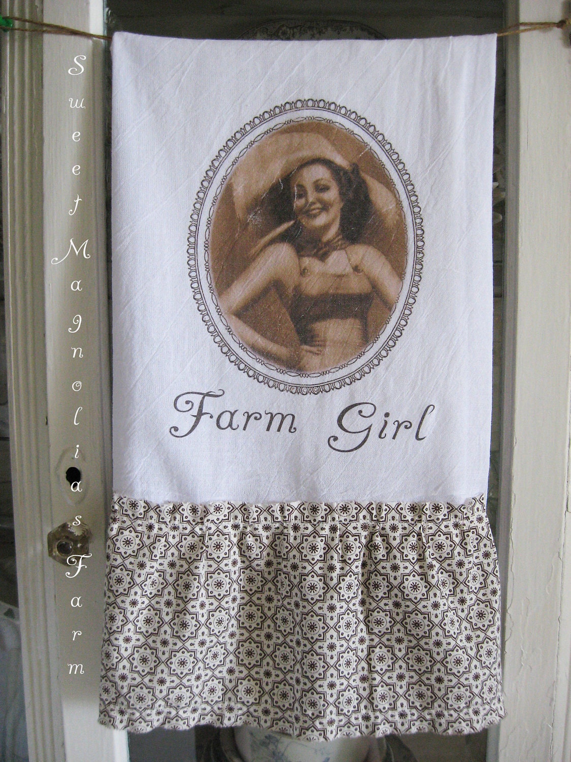 Flour Sack Kitchen Towel ."Farm Girl" Vintage Truck...for your Home, Farmhouse or Cottage