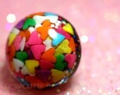 Love Hearts Rainbow Candy Giant Adjustable Resin Dome Ring Handmade by isewcute