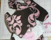 Stuffed Cat Pillow- Door Hanger  - Sachet -  Vintage Fleece - Brown and Pink