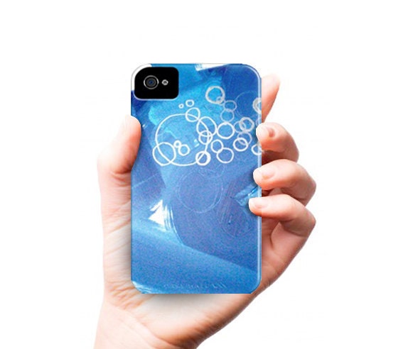 BUBBLES iPhone 4/4S case - blue silver - contemporary fine art - abstract painting - circles - phone case