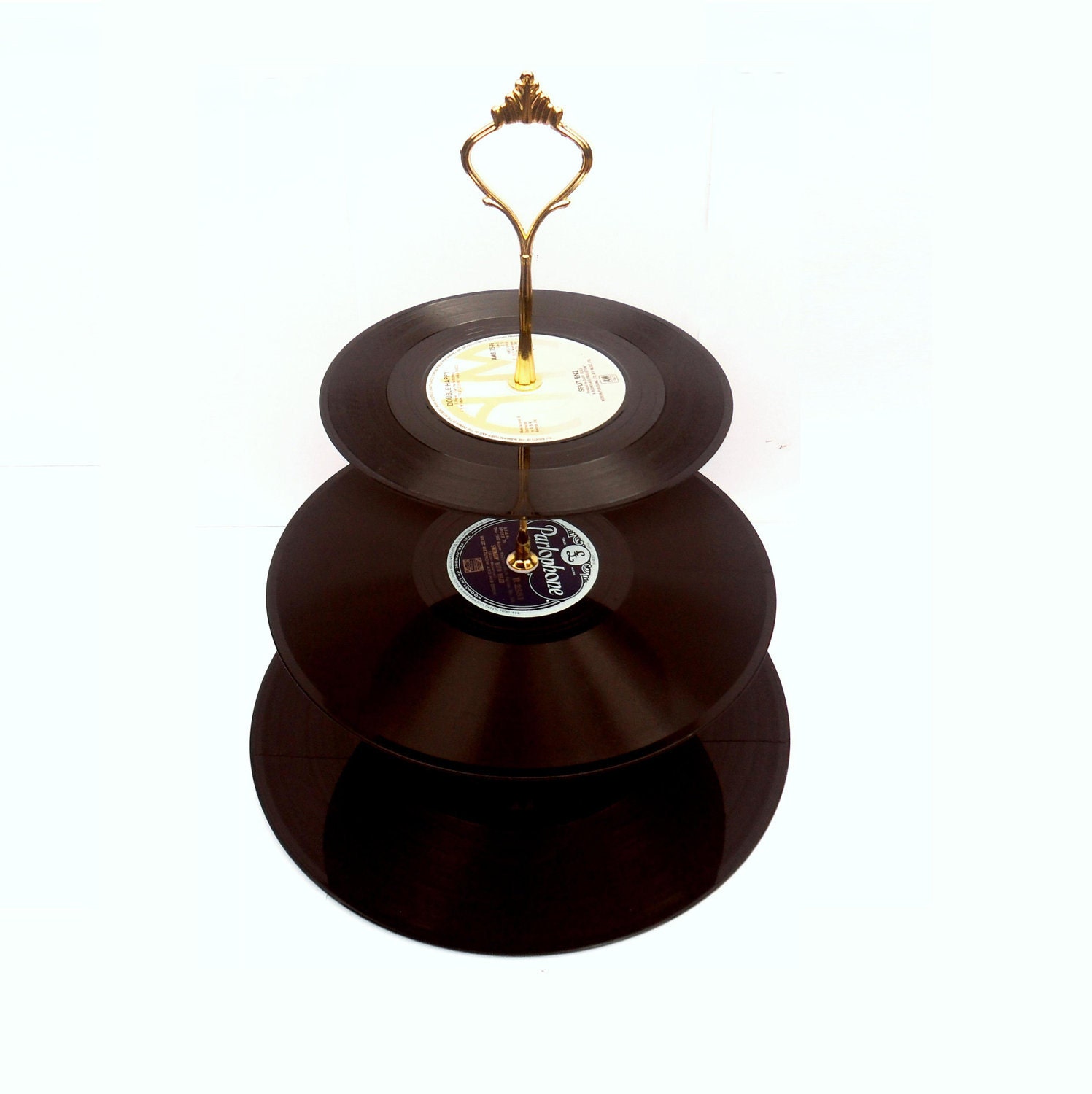 3 Tiered Vintage Record Cake Stand Retro Wedding Party Table Display Cupcakes Centerpiece